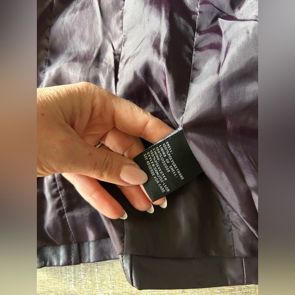 ▶️ Blanc Noir Women’s S Purple Moto Jacket Vegan Leather Full Zip Pockets NEW - Picture 8 of 16